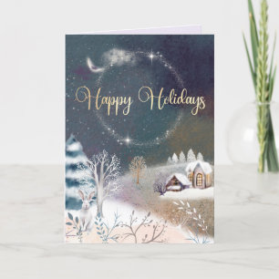 EDITABLE Winter Nights Vintage Christmas Card