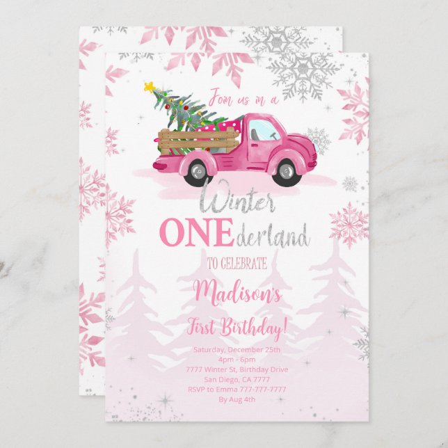 Editable Winter ONEderland Invitation (Front/Back)