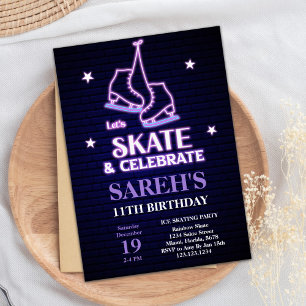 Editable Winter Skating Party Invite for Girls