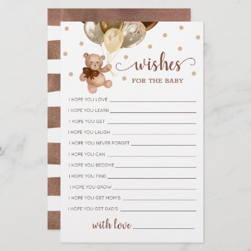 Editable Wishes for the Baby Shower Teddy Bear