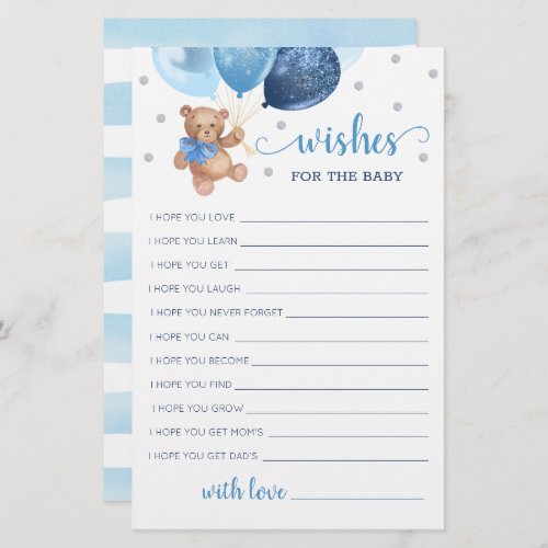 Editable Wishes for the Baby Shower Teddy Bear