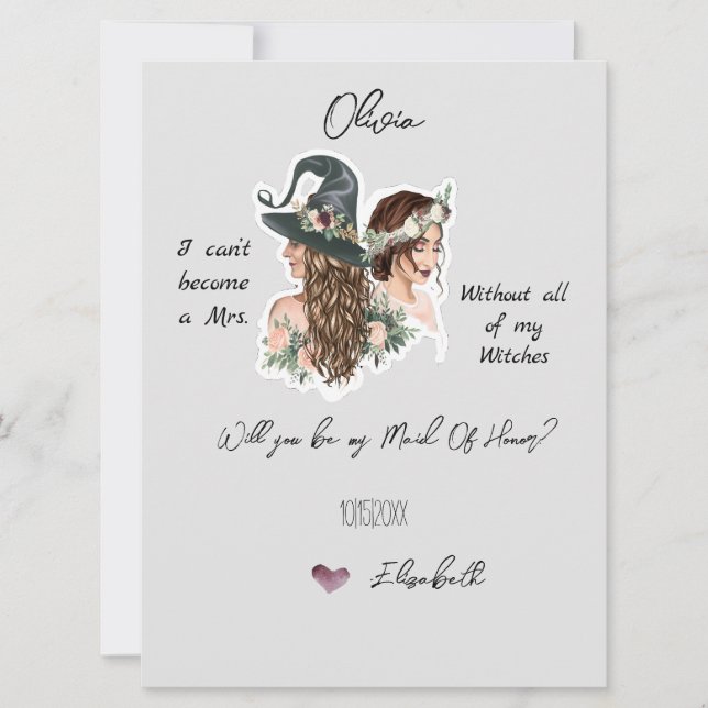 Editable Witchy Bridal Party Proposal Card (Front)