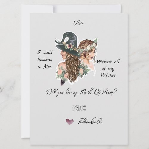 Editable Witchy Bridal Party Proposal Card