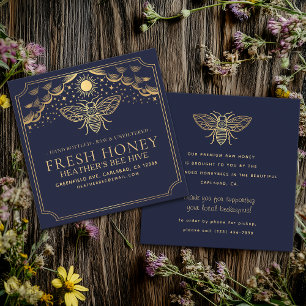 Editable Witchy Tarot Beekeeper Honeybee Square Business Card