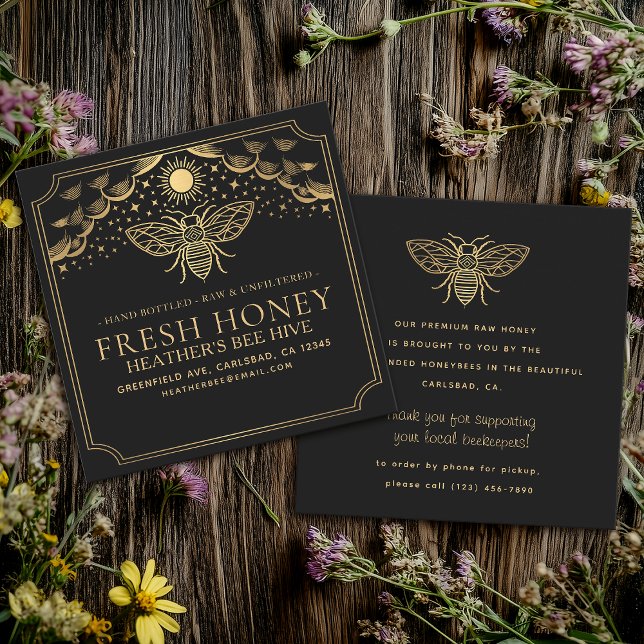 Editable Witchy Tarot Beekeeper Honeybee  Square Business Card (Creator Uploaded)