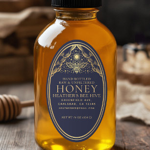 Editable Witchy Tarot Honey Jar Honeybee Label