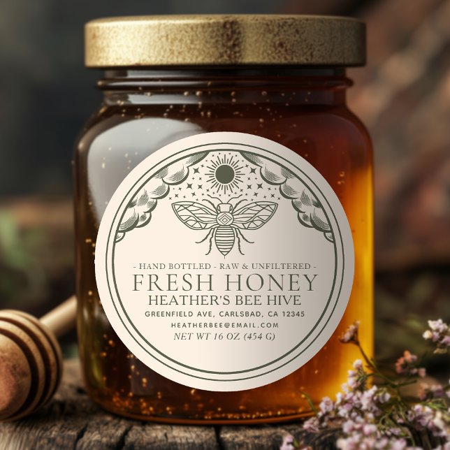 Editable Witchy Tarot Honey Jar Lid Honeybee Label (Creator Uploaded)
