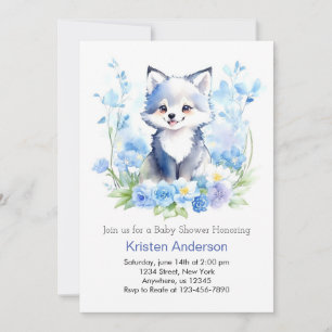 Editable Wolf Cub Boy Baby Shower Invitation