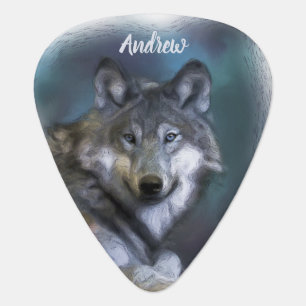 Editable Wolf Head Guitar Pick