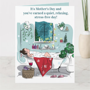 Editable Woman Having a Relaxing Bubble Bath Card