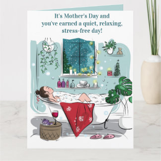 Editable Woman Having a Relaxing Bubble Bath Card