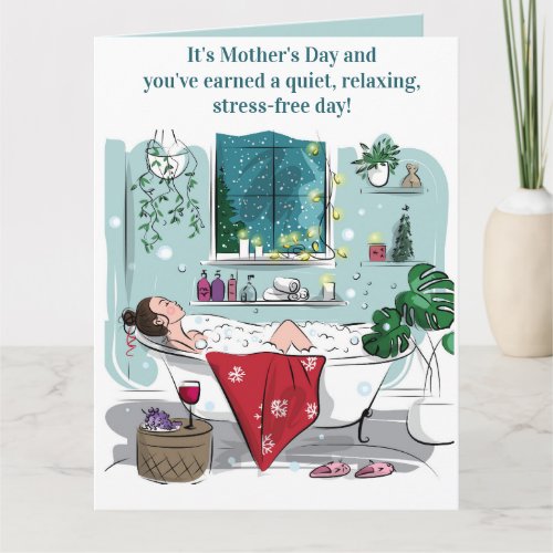 Editable Woman Having a Relaxing Bubble Bath Card