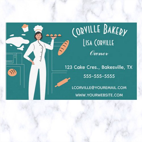 Editable Woman in a Bakery Business Card