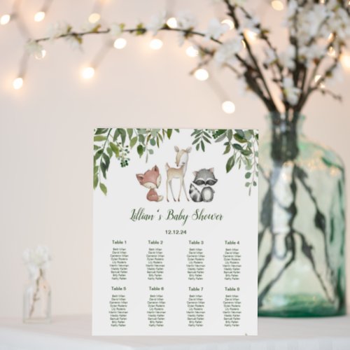 Editable Woodland Baby Shower Seating Chart Poster