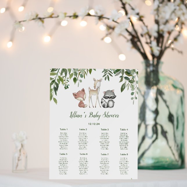 Editable Woodland Baby Shower Seating Chart Poster (In Situ (Wedding))