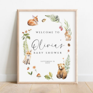 Editable Woodland Baby Shower Welcome Sign: Forest Foam Board