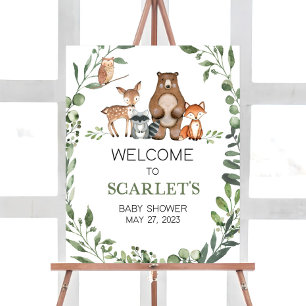 Editable Woodland Baby Shower Welcome Sign Woodlan