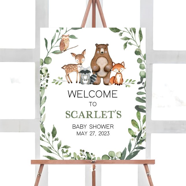 Editable Woodland Baby Shower Welcome Sign Woodlan (Creator Uploaded)