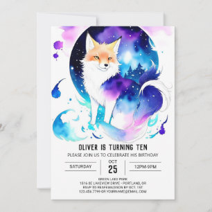 Editable Woodland Fox Birthday Party Invitation