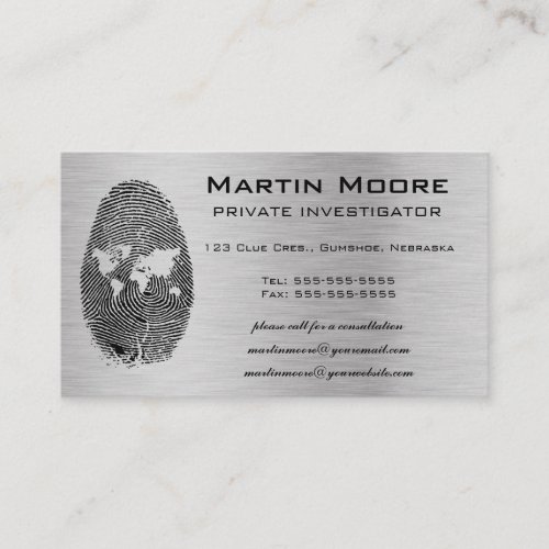 Editable World Fingerprint Private Detective Business Card