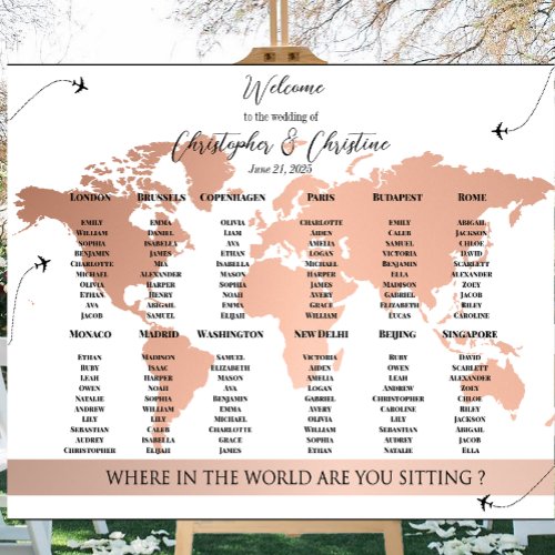 Editable World Map Seating Chart