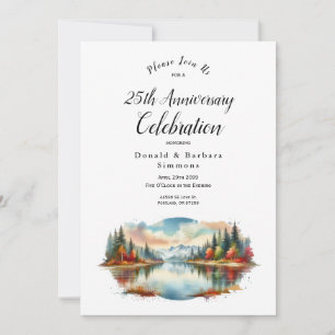 Editable Year Rustic Autumn Lakeside Forest  Invitation