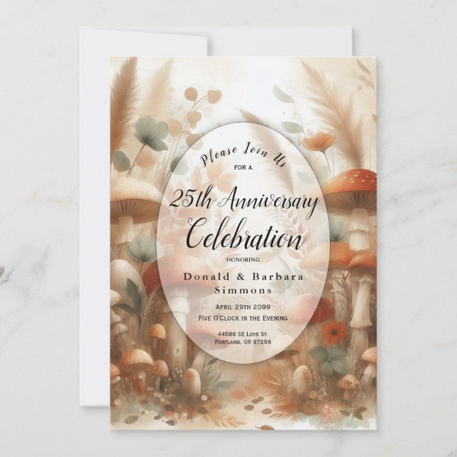 Editable Year Terracotta Toadstool Woodland  Invitation (Front)