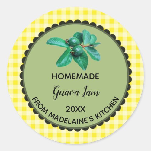 Editable Yellow Gingham Guava Label Stickers