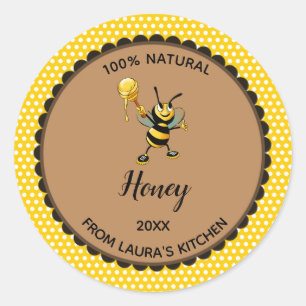 Editable Yellow Polka Dot Honey Label