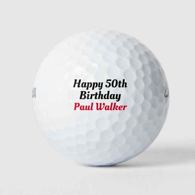 Editable your name. Birthday present Golf Balls (Front)