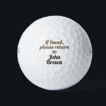 Editable your name. If found, please return to Golf Balls<br><div class="desc">If found, please return to John Brown personalized, personal, customizable, personalized, , template, name, your, own, "your name", "own name", golf, golfer, black, white, "black "And white", font, text, fun, funny, joke, gag, humor, sense of humor, lol, please return me, if you found, "I" lost lost return, saying, the ball,...</div>