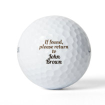 Editable your name. If found, please return to Golf Balls