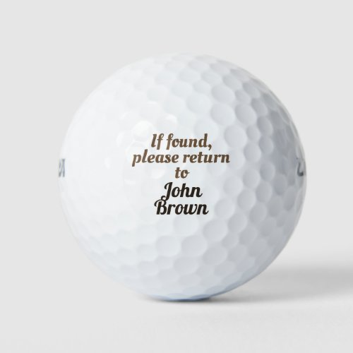 Editable your name If found please return to Golf Balls