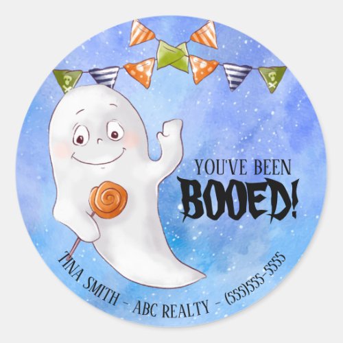 Editable Youve Been Booed Halloween Classic Round Sticker