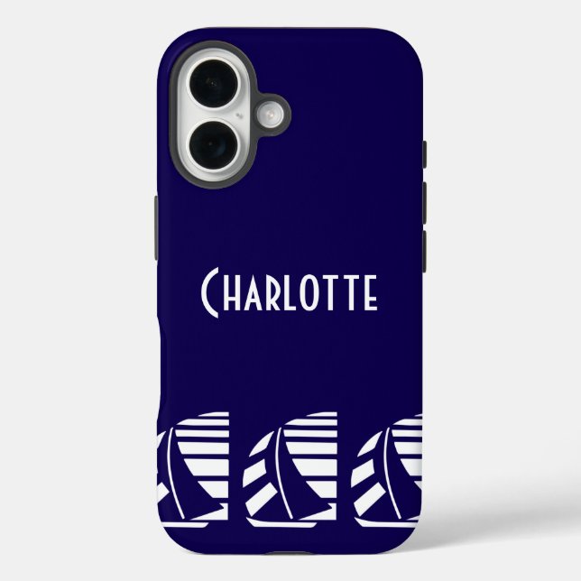 Editeable Nautical Racing Boats Blue White Case-Mate iPhone Case (Back)