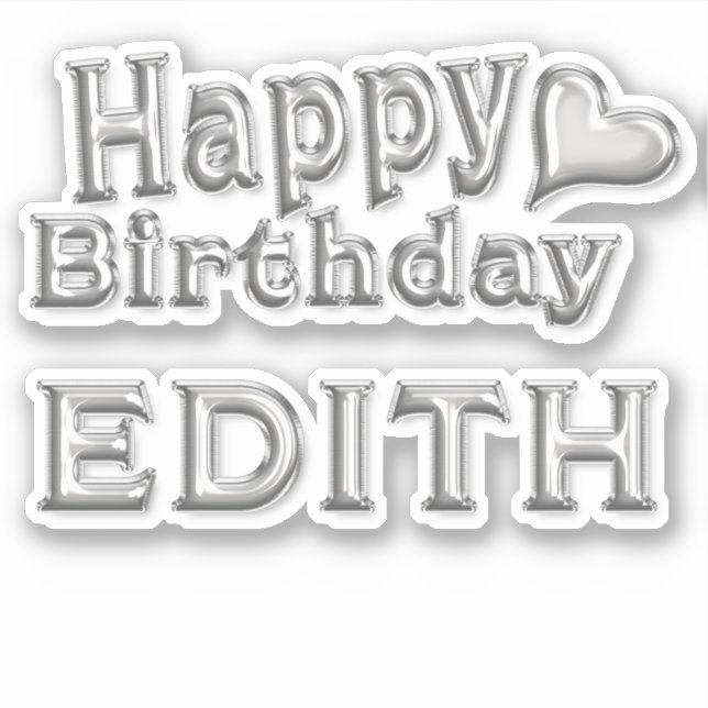 Edith Happy Birthday silver sticker (Front)