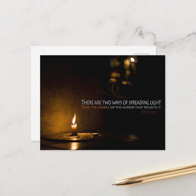 Edith Wharton Inspirational Quote "Light" Postcard (Front/Back In Situ)