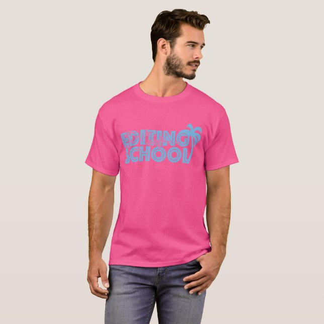 EDITINGSCHOOL blueonpink T-Shirt (Front Full)