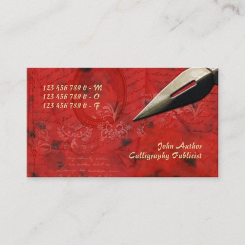 Editor author writer black red business card