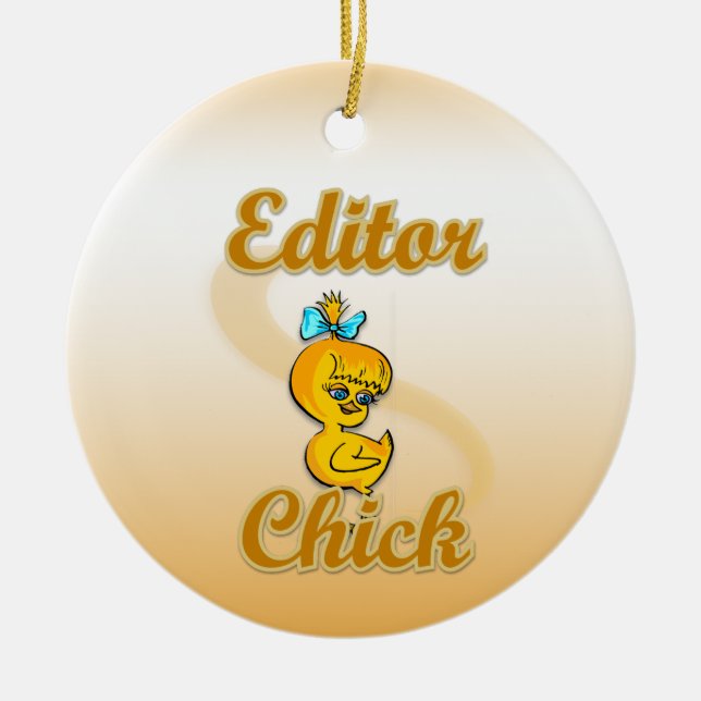 Editor Chick Ceramic Ornament (Front)