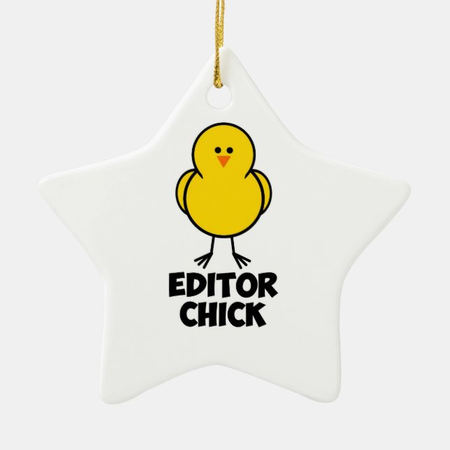 Editor Chick Ceramic Ornament (Front)