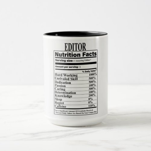 Editor Nutrition Facts Mug