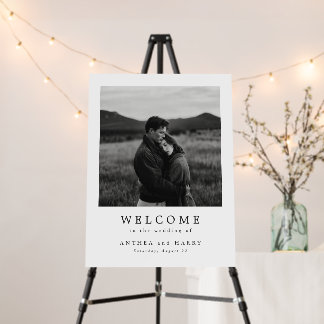 Editorial Black White Photo Serif Wedding Welcome Foam Board