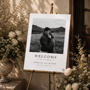 Editorial Black White Photo Serif Wedding Welcome Foam Board