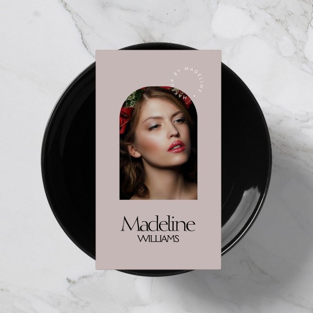 Editorial Chic Beauty Salon Makeup Artist Mauve Business Card (Creator Uploaded)