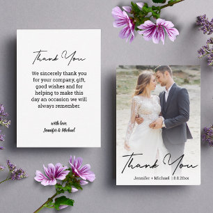 Editorial Chic Custom Photo Wedding Thank You Note Card