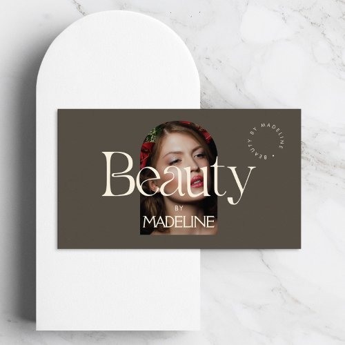 Editorial Chic Text Beauty IvoryBrown Business Card