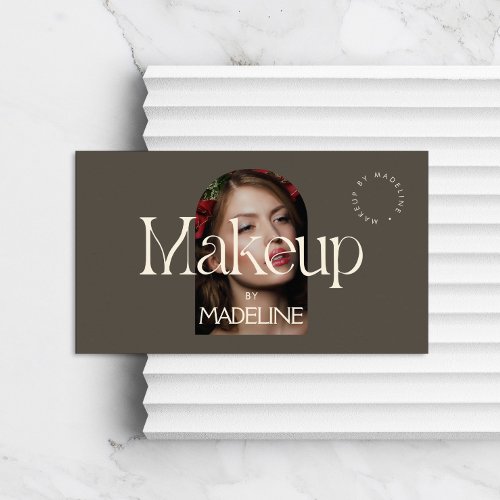 Editorial Chic Text Makeup IvoryBrown Business Card