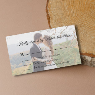 Editorial Faded Picture Wedding Response  Note Card