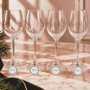 Editorial Green & Cream Personalized Christmas Wine Charm